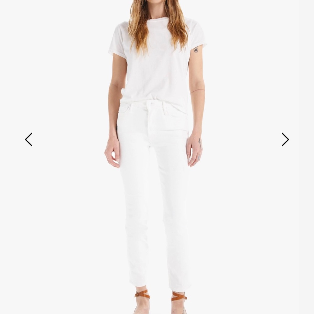 Mother Jeans Mid Rise Dazler in white